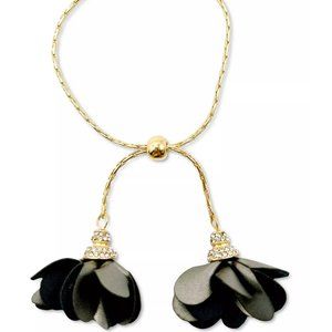 Inc International Concepts Imitation Pearl & Fabric Flower Bolo Bracelet